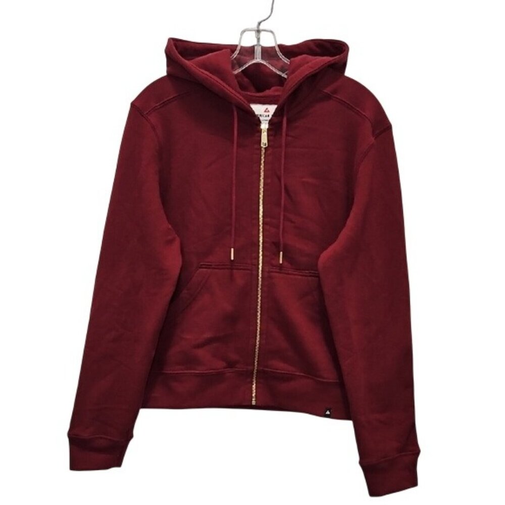 American Giant Women's Maroon Zip-Up Hoodie